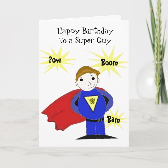 Tarjeta Saludo de cumpleaños de Super Guy (Anverso)