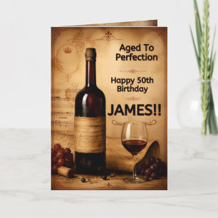 Tarjeta Saludo de cumpleaños de vino personalizado envejec