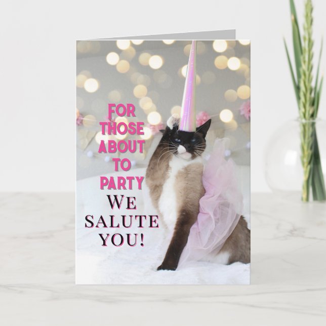 Tarjeta Saludo de cumpleaños del gato lindo (Anverso)