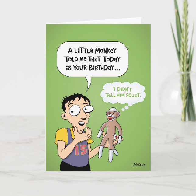 Tarjeta Saludo de cumpleaños del mono sock (Anverso)