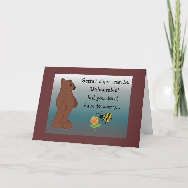 Tarjeta Saludo de cumpleaños del oso humorístico (Anverso)