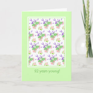 Tarjeta Saludo de cumpleaños número 92 de la floral de la