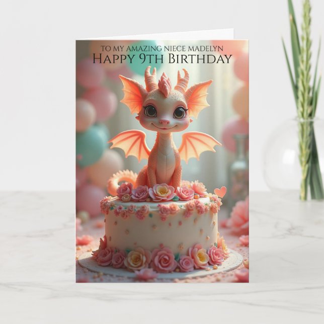 Tarjeta Saludo de cumpleaños número 9 de la linda sobrina  (Anverso)