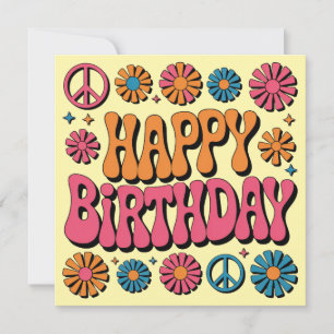 Tarjeta Saludo de cumpleaños retro groovy de los 70