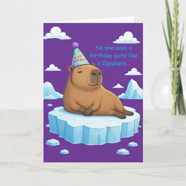 Tarjeta Saludo de cumpleaños tranquilo de capibara (Anverso)