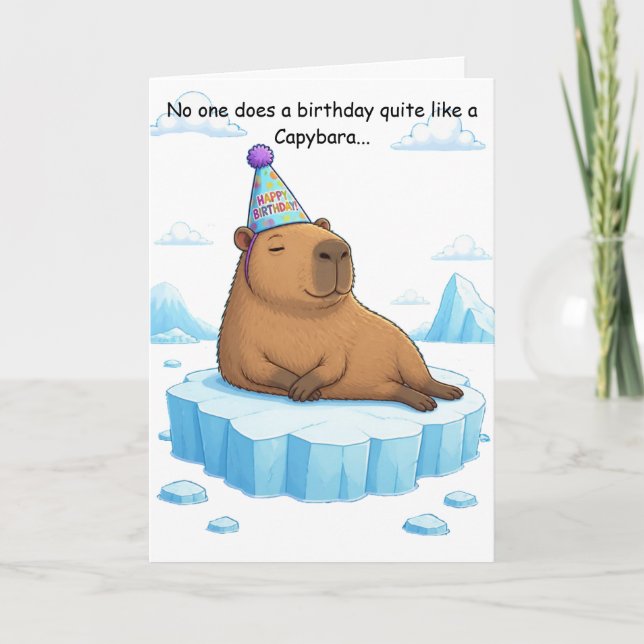 Tarjeta Saludo de cumpleaños tranquilo de capibara (Anverso)