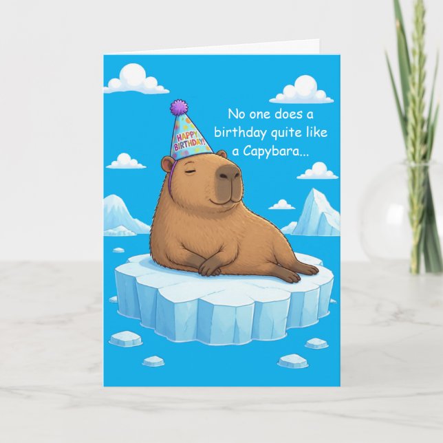 Tarjeta Saludo de cumpleaños tranquilo de capibara (Anverso)