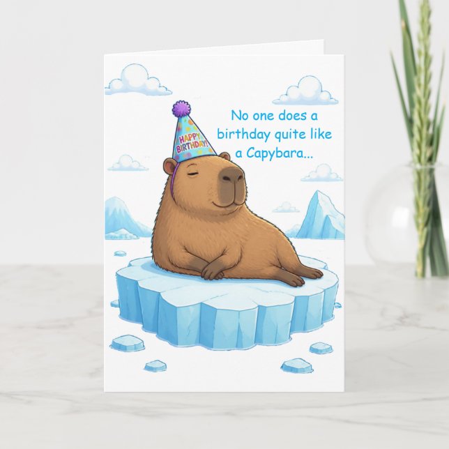 Tarjeta Saludo de cumpleaños tranquilo de capibara (Anverso)
