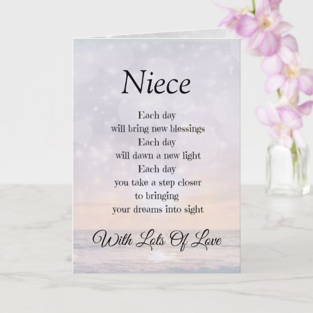 Tarjeta Saludo de diseño de poema de aliento de sobrina (Orquídea)