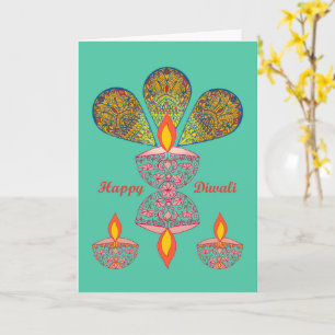 Tarjeta Saludo de Diwali - Lámparas