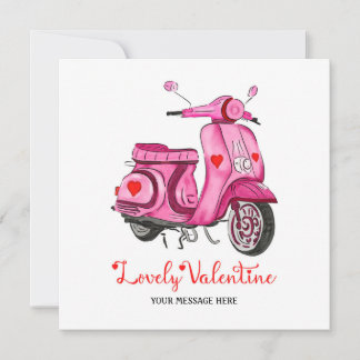Tarjeta Saludo de El día de San Valentín de Scooter rosa d