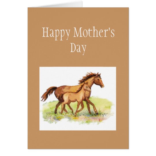 Tarjeta Saludo de encargo, el día de madre, caballo, potro