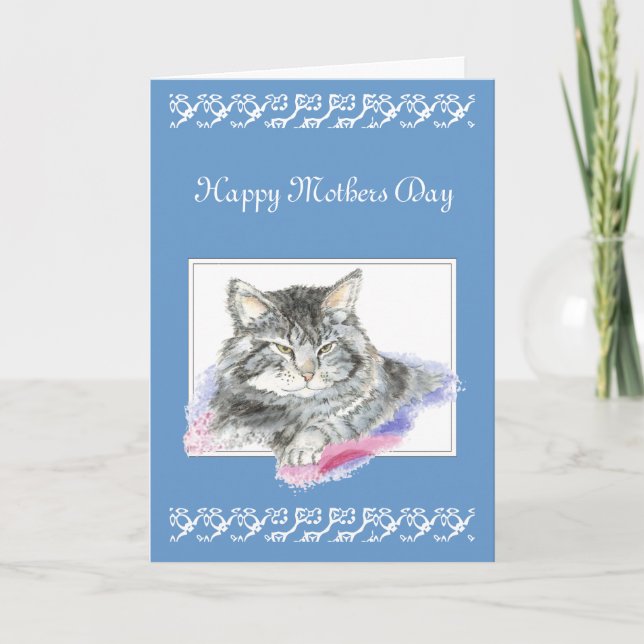 Tarjeta Saludo de encargo, el día de madre, gato, gatito (Anverso)