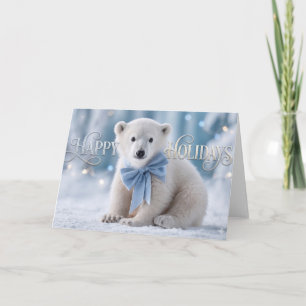 Tarjeta Saludo de Felices Fiestas con adorable oso polar
