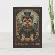 Saludo de feliz Halloween para Yorkshire Terrier