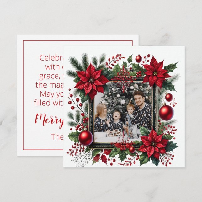 Tarjeta Saludo de feriado - Un Navidad familiar Keepsake (Anverso / Reverso)