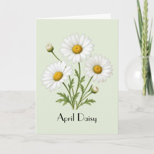Tarjeta Saludo de flores de margarita de abril (Anverso)