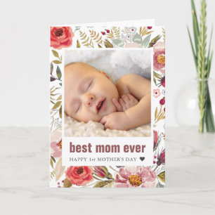 Tarjeta Saludo de foto floral del primer Día de la Madre