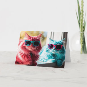Tarjeta Saludo de gatos coloridos lindos