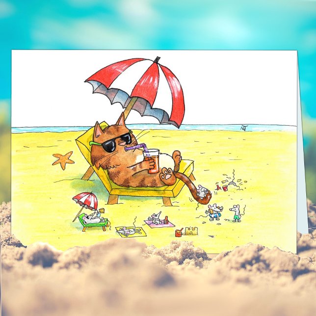 Tarjeta Saludo de gatos de vacaciones de verano (Subido por el creador)