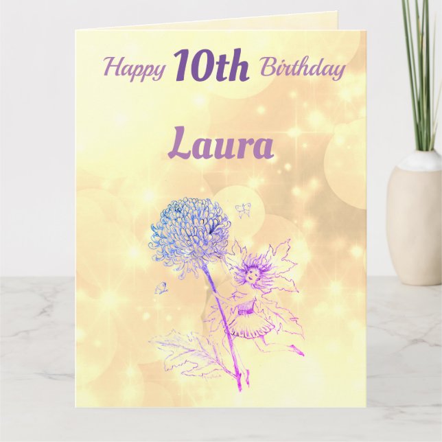 Tarjeta Saludo de hadas del 10mo cumpleaños feliz de los (Anverso)