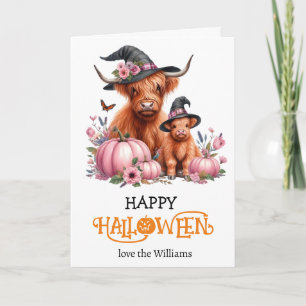 Tarjeta saludo de halloween de calabaza de montaña
