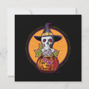 Tarjeta Saludo de Halloween de Skull 'n Pumpkin