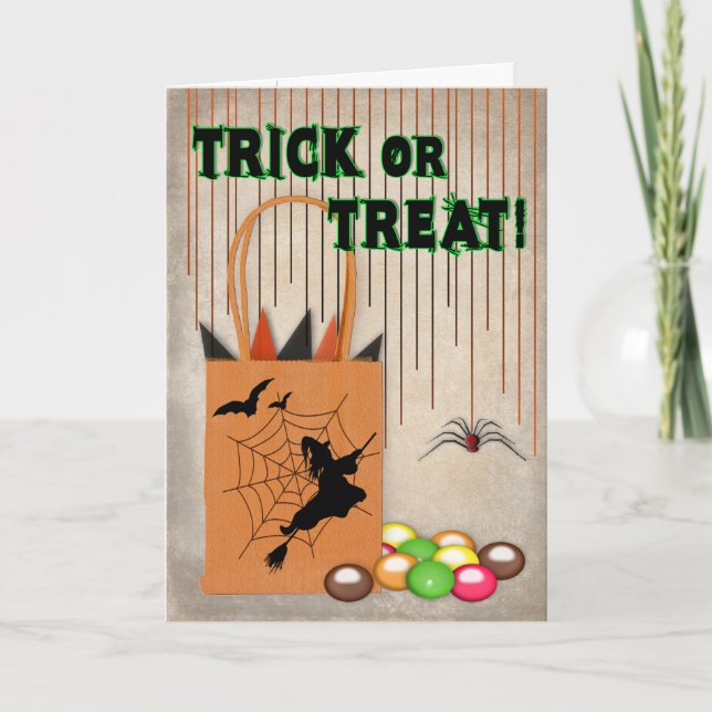 Tarjeta Saludo de Halloween de TRICK O TRATAMIENTO (Anverso)