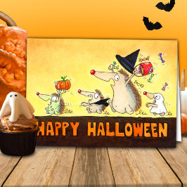 Tarjeta Saludo de Halloween Hedgehogs