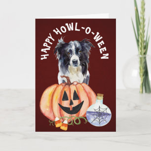 Tarjeta Saludo de Howl-o-Ween de Border Collie