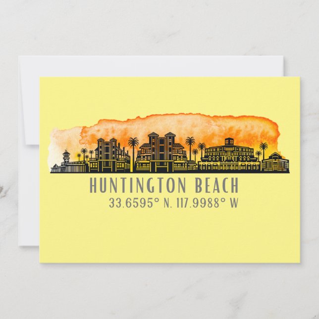 Tarjeta Saludo de Huntington Beach City Silhouette (Anverso)