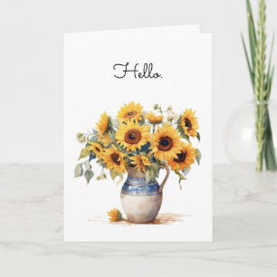 Tarjeta Saludo de Ilustracion acuarela de girasoles