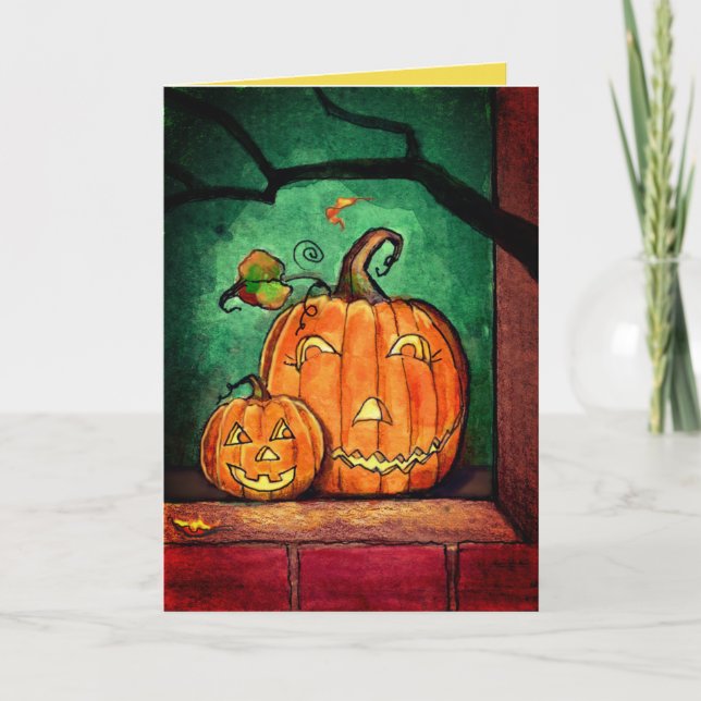Tarjeta Saludo de Jack-o'-Lantern sonriente (Anverso)