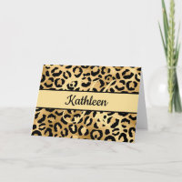Saludo de leopardo impreso en negro y oro con mono