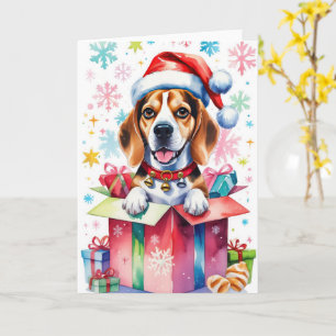 Tarjeta Saludo de los Navidades de Beagle Dog