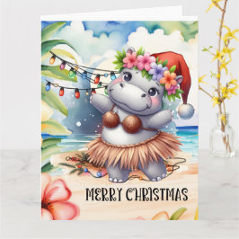 Tarjeta Saludo de los Navidades de Hippo Hawaii