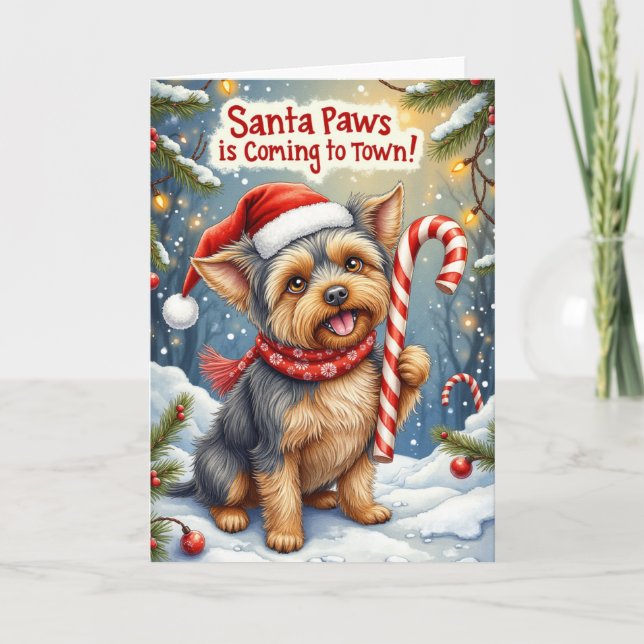 Tarjeta Saludo de los Navidades de Santa Paws Affenpinsche (Anverso)
