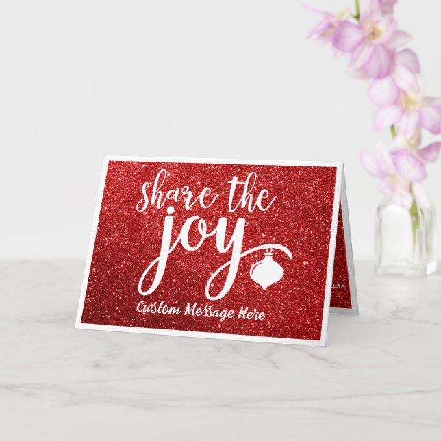 Tarjeta Saludo de Navidad Comparte la Alegría Rojo Brillan (Orquídea)