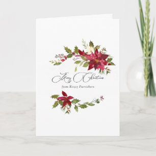 Tarjeta Saludo de Navidad Corporativo de Flor de Nochebuen