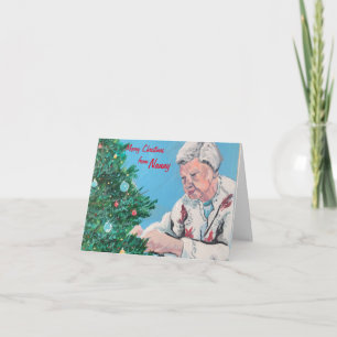 Tarjeta Saludo de Navidad de NANNY/GRAMMY pintado a mano