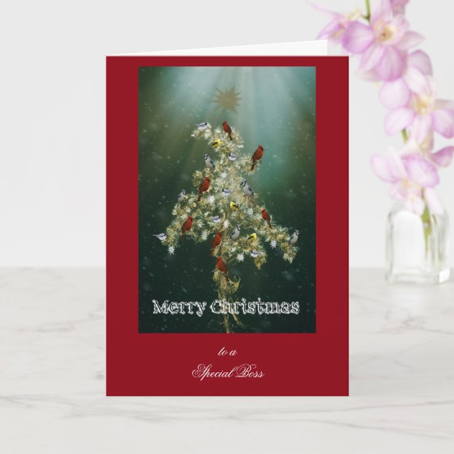 Tarjeta Saludo de Navidad de vara de oro y pájaros cantore (Orquídea)