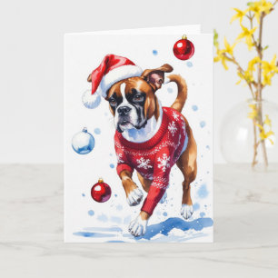 Tarjeta Saludo de Navidad para perro Boxer
