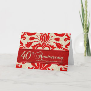 Tarjeta Saludo de negocios en el 40° aniversario de Red