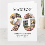 Tarjeta Saludo de nombre personalizado de Collage de fotos<br><div class="desc">Tarjeta de felicitación personalizada de nombre de Collage de fotos 90th con estilo moderno</div>