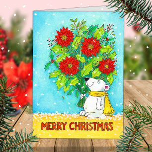 Tarjeta Saludo de Oso Polar de Navidad