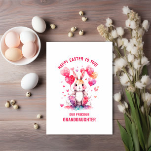 Tarjeta Saludo de Pascua Abuela Bunny Heart Balloons