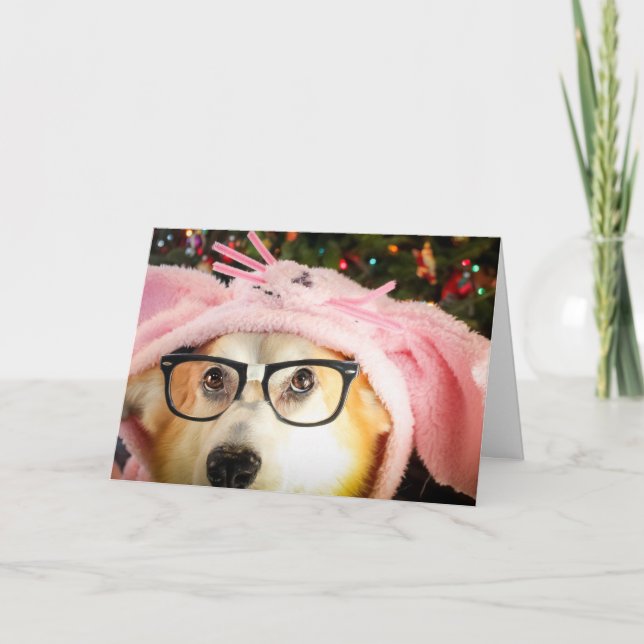 Tarjeta Saludo de Pascua de Bunny Corgi (Anverso)