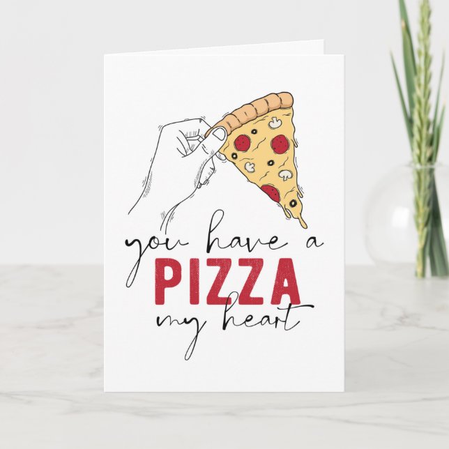 Tarjeta Saludo de Pizza Mi Corazón (Anverso)