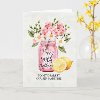 Tarjeta Saludo de Primo 50 Aniversario de la Floral Rosa