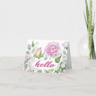 Tarjeta saludo de rosa floral acuático